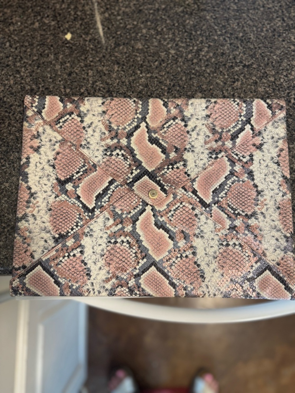 Pink Snake-Print Clutch Wristlet